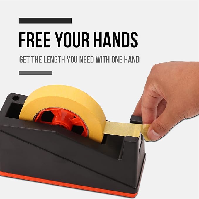 Lichamp Desktop Tape Dispenser Holder with Large 3 Inch Core for Masking, Heat Transfer, Painters, Freezer and Kitchen Tape, 0128BK