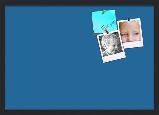 PinPix 27x19 Inch Cork Bulletin Board. This Decorative Framed Pin Board Comes with Navy Pastel Design and a Satin Black Frame. Ideal for Home Office Decor or Message Board (PinPix-1811)