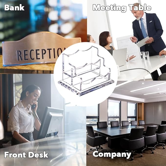 2 Packs Acrylic Business Card Holders for Desk, Horizontal Clear Business Name Card Display Stand, Desk Accessory Business Name Card Organizer (Horizontal, 1-Slot)