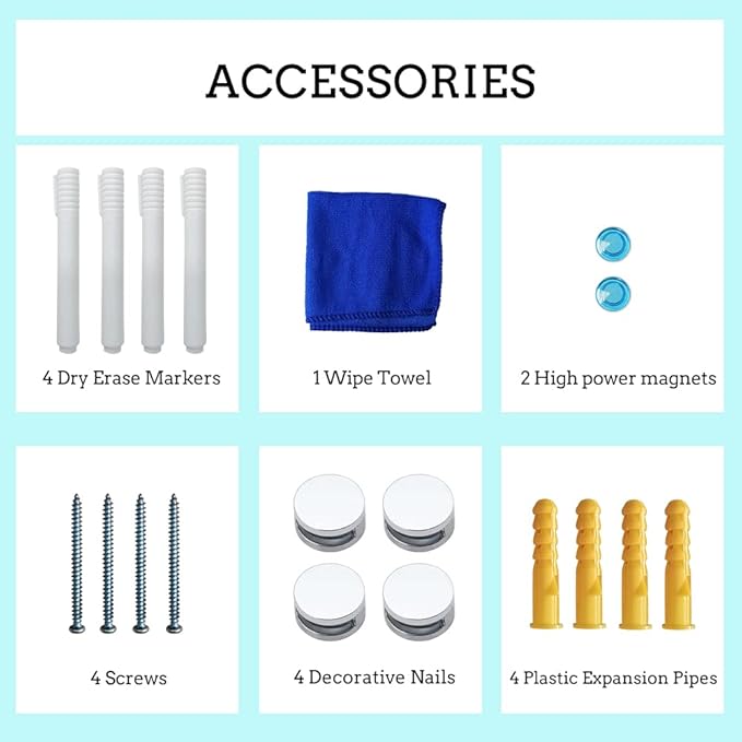 DEVELOP Large Magnetic Black Glass Dry Erase Board, 60 x 36 Inches (150 x 90 cm), Modern Tempered Glass Whiteboard for Wall, Frameless White Board with Marker Tray, 4 Markers, 2 Magnets, 1 Eraser