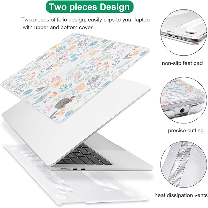 Compatible with 2025 MacBook Air 13.6 inch Case M4 A3240 Cover, Shiny Pattern Plastic Hard Shell Case Keyboard Skin for Mac Air 13.6 M2 A2681 M3 A3113 2024-2022 Release, Starry Sky Flowers