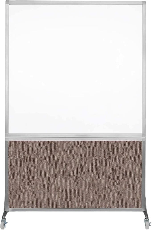 DivideWrite Mobile Whiteboard | Double Sided Dry Erase Board | Portable Office Cubicle Partition | Display for Classrooms, Conference Rooms, Meeting Areas and More | Latte Fabric 4' Wide X 6' Tall