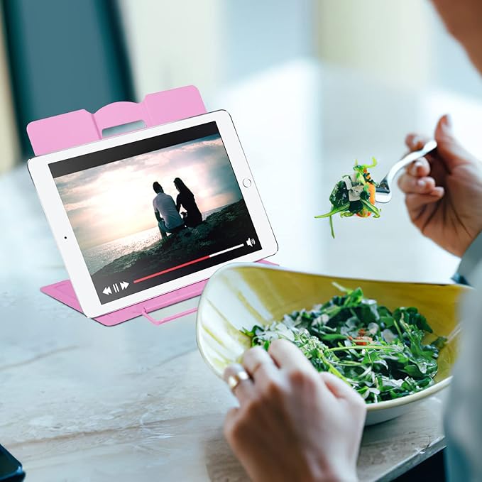 MSDADA Book Stand Metal Reading Rest Book Holder Adjustable Cookbook Documents Holder Bookstands for Textbooks Christmas Gifts for 6 7 8 9-16 Girls and Boys, Birthday Gifts for Girls Kids Mom (Pink)