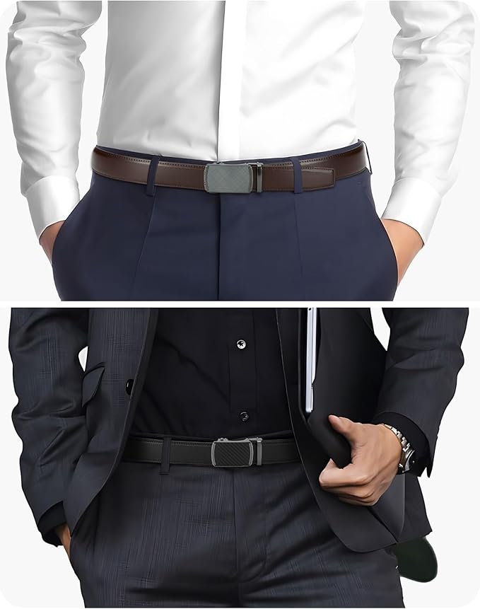 CHAOREN Leather Ratchet Belt Men 2 Pack - Customizable Fit, Effortless Style (35mm)