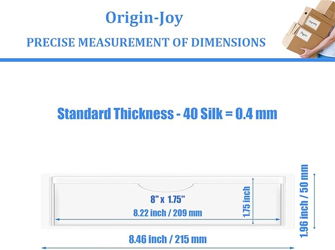 Origin-Joy 25 PCS Self-Adhesive Index Label Pockets, Clear Plastic Peel & Stick Card Holders with Top Open for Loading (8 x 1.75 inch)