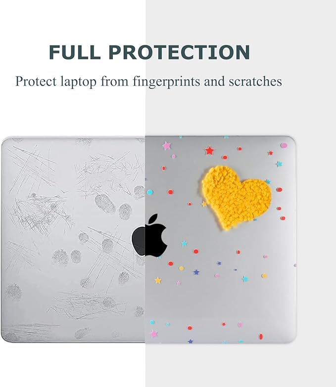 DTangLsm Compatible with MacBook Pro 13 inch Case M2 2024 2023 2022-2016 A2338 M1 A2159 A2289 A2251 A1989 A1706 A1708 Handmade Plastic Hard Shell 3D Plush Heart Case & Keyboard Cover, Two Hearts