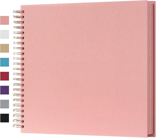 potricher 12 x 12 Inch Large Inch DIY Scrapbook Photo Album 80 Pages Thick Kraft Blank Pink Paper Memory Book for Wedding and Anniversary Family (Pink, 12 Inch)