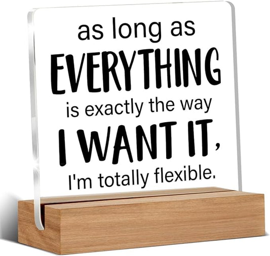 Funny Office Gift Humor Gifts for Coworker Colleague Leader Boss Office Clear Desk Decorative Sign Acrylic Sign With Wooden Stand for Desk Table Shelf