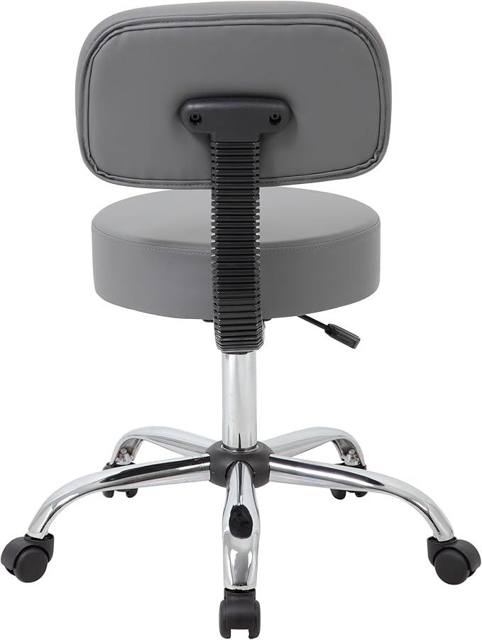 Boss Office Products Be Well Medical Spa Professional Adjustable Drafting Stool with Back, Grey (B245-GY)