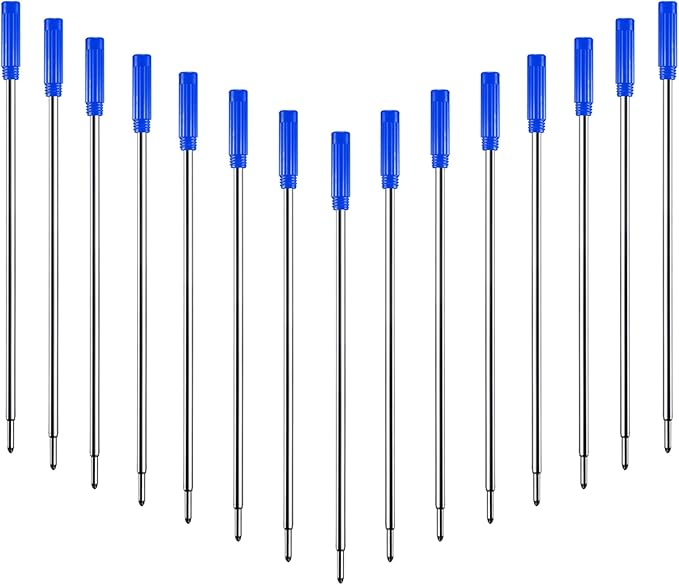 DunBong Blue Ink Refill Pack of 5, Replaceable Ballpoint Pen Refills, Medium Point Metal Refill (Blue)