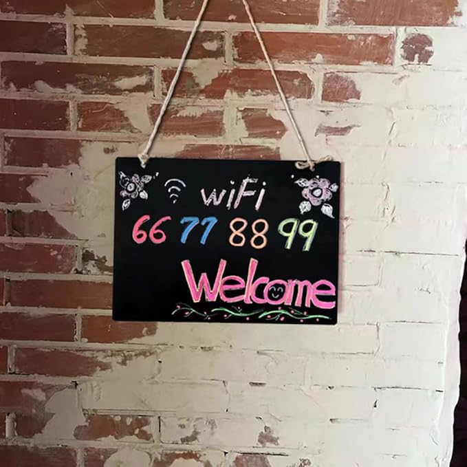 NEWNEWSHOW 8.7x12 Inch Erasable Message Board Sign with Hanging String, Store Signs Chalkboard, Menu Chalkboard, Message Board, Bar and Special Event Decorations, Double-Sided Painting
