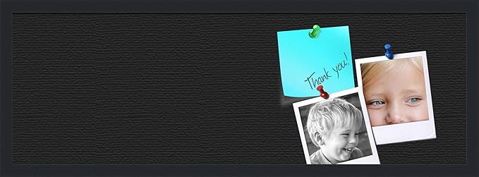 PinPix 36x12 Inch Cork Bulletin Board. This Decorative Framed Pin Board Comes with Solid Black Design and a Satin Black Frame. Ideal for Home Office Decor or Message Board (PinPix-622)
