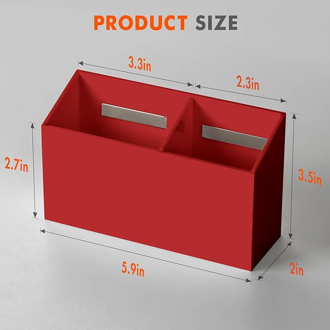 BEYGORM Magnetic Dry Erase Marker Holder for Whiteboard,Non-slip Acrylic Magnet Pen Holder for Fridge Refrigerator,Locker Organizer for Work,Locker Accessories,Pencil Cup for Desk(Red)