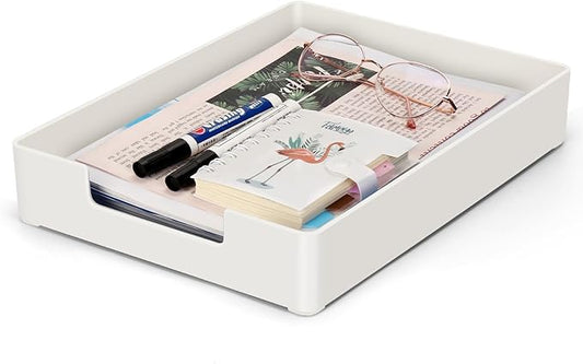 Letter Tray Letter Organizer Paper Tray, Desk Drawer Organizer for Office Supplies, Magazines, Folders, File,Notebooks, Stationery, Plastic Desk Tray for Desktop, for Home, Office, School, 1 Tier
