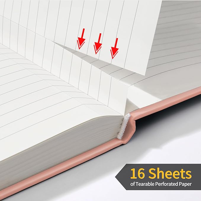 Annecy Lined Journal Notebook, Hardcover Numbered College Ruled Journal, Medium 5.5x 8.25, 160 Pages 100GSM Writing Paper, Peach Pink