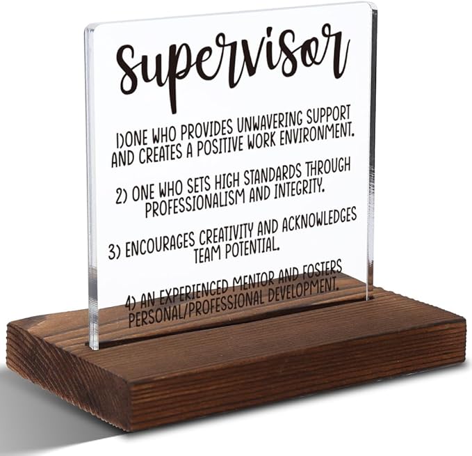 Appreciation Gifts for Supervisor, Inspirational Office Decor Gifts for Supervisor, Motivational Gifts for Supervisor,Modern Acrylic Desk Plaque with Inspirational Quotes, 10 x 10 x 1.5 cm,XXD42
