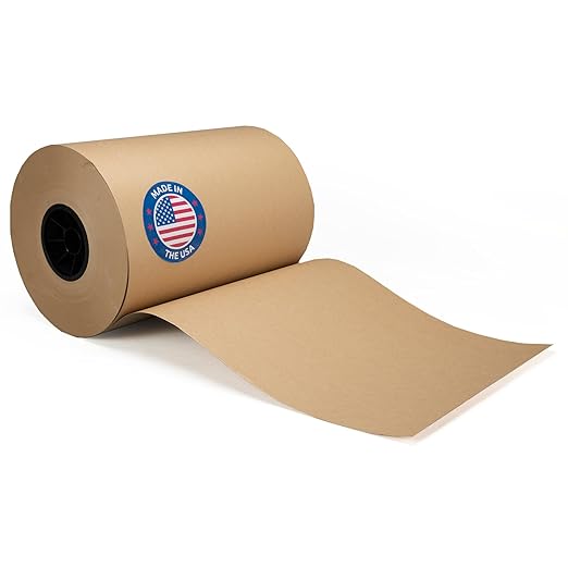Brown Kraft Paper Roll 12" x 8640" (720 feet) for Packing, Moving, Shipping, Crafts - Heavy Duty USA-Made Craft Paper 50lb Thickness - 100% Recyclable Natural Kraft Wrapping Paper by IDL Packaging