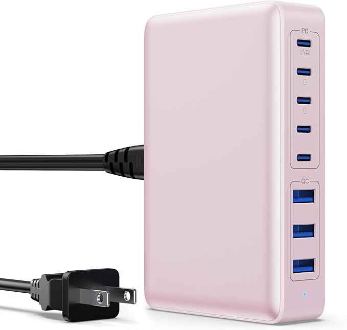 USB C Charger 300W USB C Charger Block 8-Ports GaN IV Fast Charging Station,PD 100W Laptop Charging Hub Wall Adapter Compatible with MacBook/Air,DELL,Steam Desk,iPhone 16/15/14,Galaxy S24