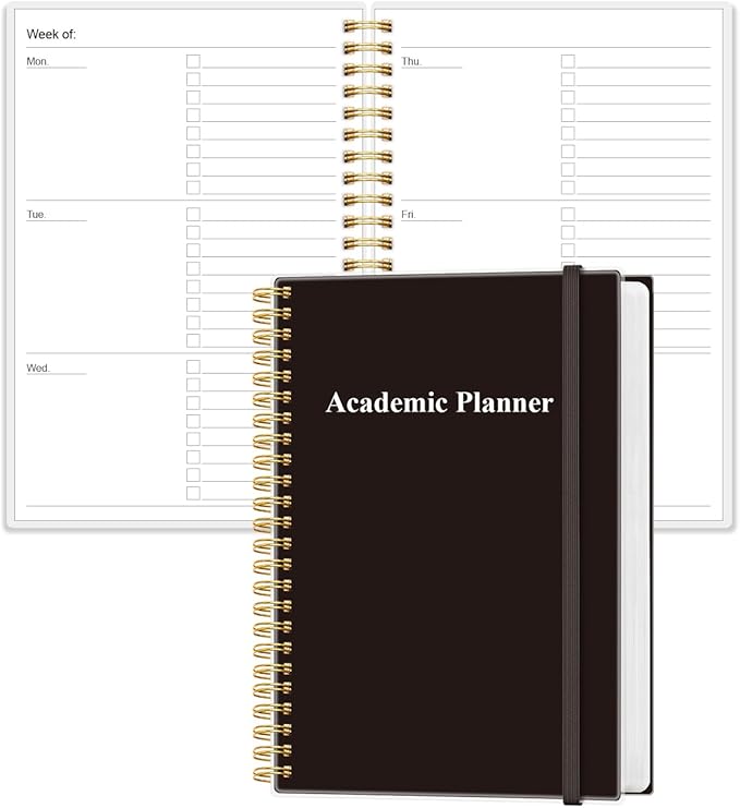 Academic Planner for 2026 or Anytime - 5.8" x 8.5" Undated Weekly Student Planner For Homeschool, High School, College & Nursing Students, 200 Pages, Black