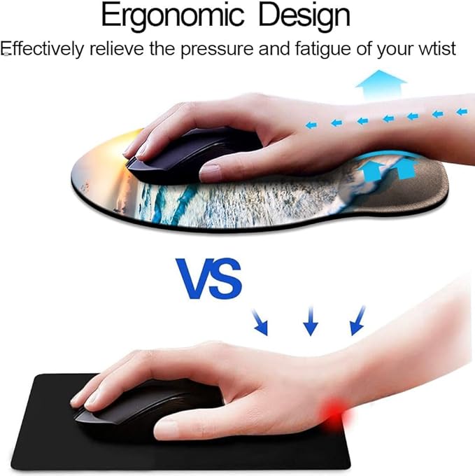 Ergonomic Mouse Pad with Wrist Support,Mouse Pad with Wrist Rest,Relieve Wrist Pain Mousepad Non-Slip Rubber Base,Mouse Pads for Desk,Computers,Laptop,Office,Home,Accessories Golden Beach