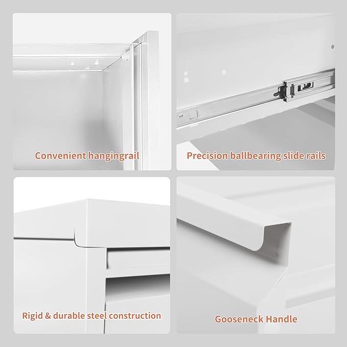 5 Drawer File Cabinet with Wheels,Metal Mobile Filing Cabinets with Lock,Vertical File Cabinet for Home Office,Heavy Duty Storage Cabinet for A4/Letter/Legal Size File,Assembly Required