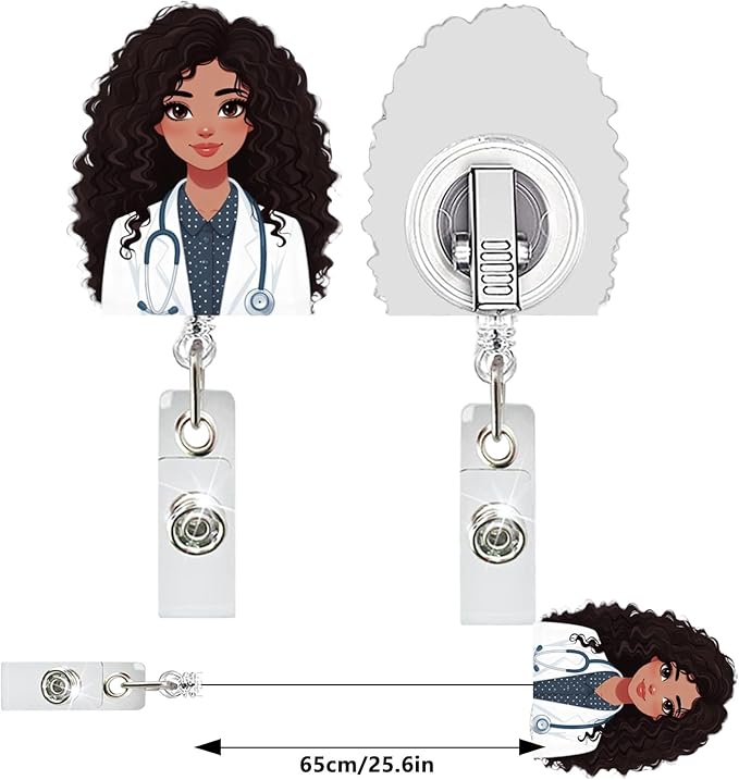 Doctor ID Badge Reel Holder Retractable Medical Badge Reels Designs Cute and Funny Doctor ID Badge Shirt Clip Holders for Teacher Office Retractable Nursing Social Worker Badge Reel Accessories