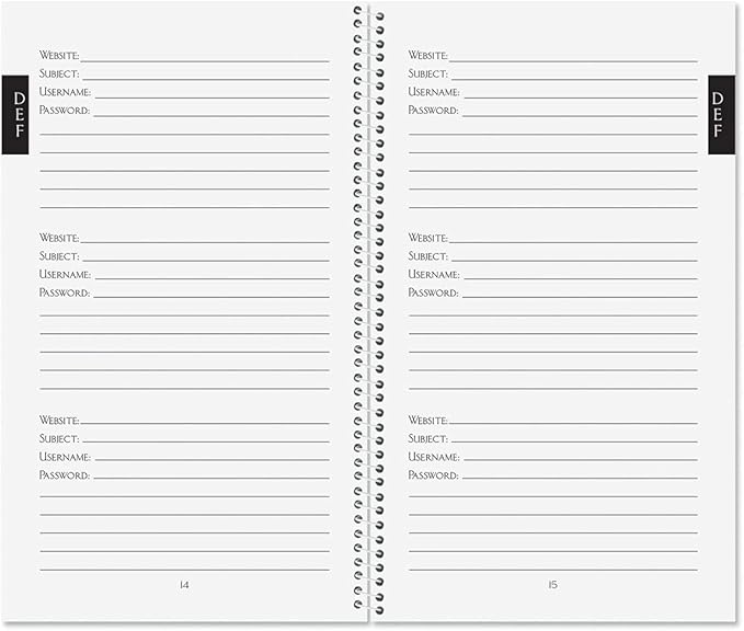 Current Joy Hall Password & PIN Keeper Book, 94 Pages, 5” x 8.5” Size Spiral Bound, Soft Cover Internet Organizer for Offline Website, Login, & Username Storage