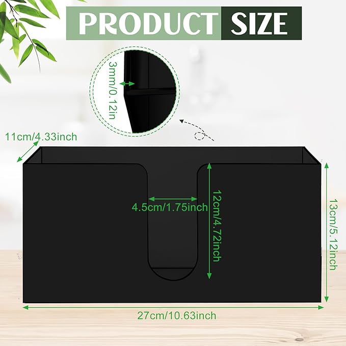 Mumufy 2 Pcs Fold Paper Towel Dispenser Countertop Napkins Dispenser Napkin Holder Multifold Disposable Acrylic Paper Towel for Z or C Fold (Black)