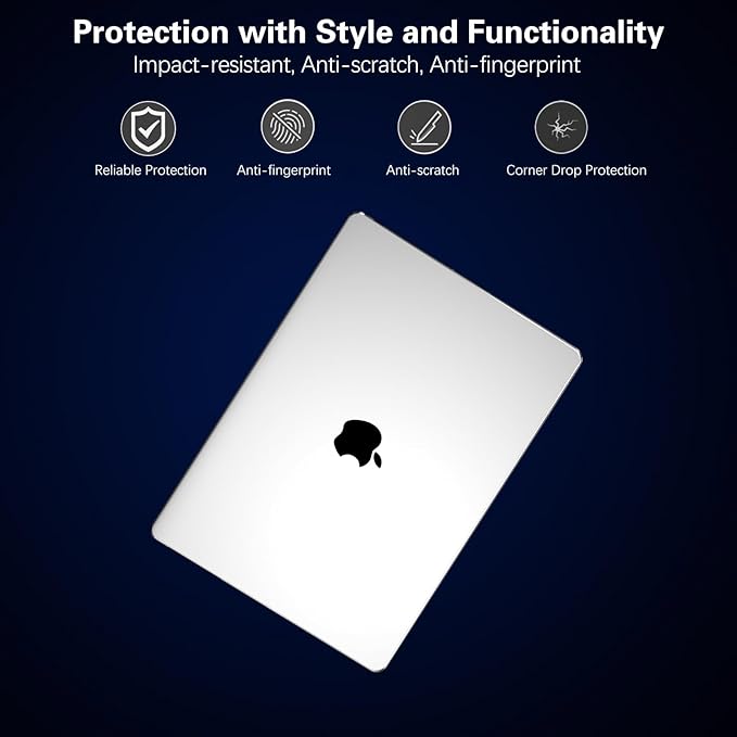 KEROM Crystal Clear Case for MacBook Pro 16 inch 2024-2021 M4 M3 M2 M1 Pro/Max Chip A3403 A3186 A2991 A2780 A2485, Slim Plastic Hard Shell Case & Keyboard Cover for Mac Pro 16, Transparent