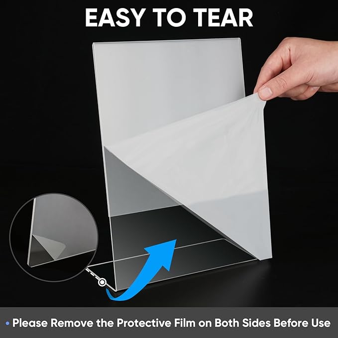 TICONN 8.5 x 11 Acrylic Sign Holder, L Shape Clear Sign Stand for Displaying, Plastic Paper Holder for Office, Store, Restaurant (Vertical 12 Pack)