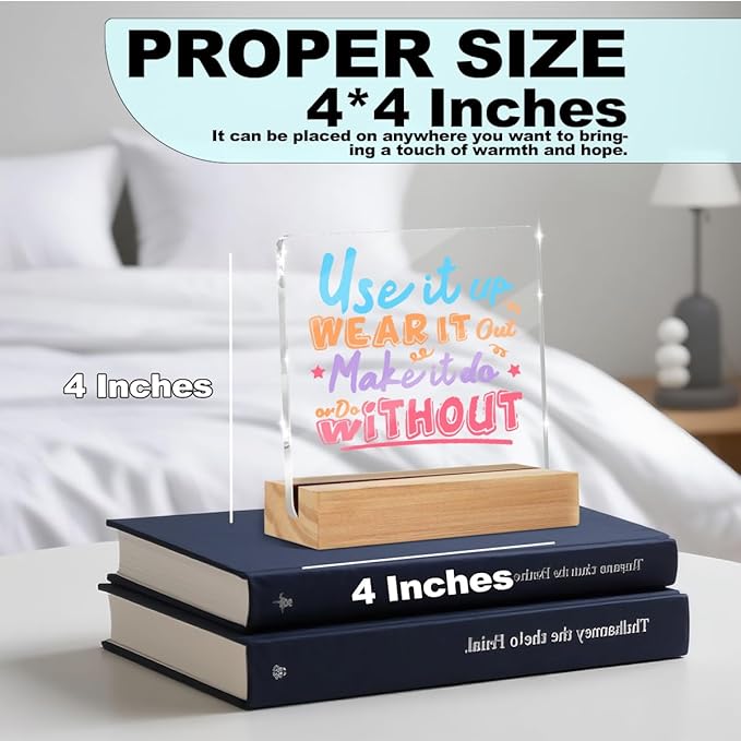 Funny Office Sign Decor, Encouragement Acrylic Sign With Wooden Stand Decorative for Farmhouse Home Tabletop Cubicle Shelf Desk Accessories Decor Inspirational Motivational Gifts
