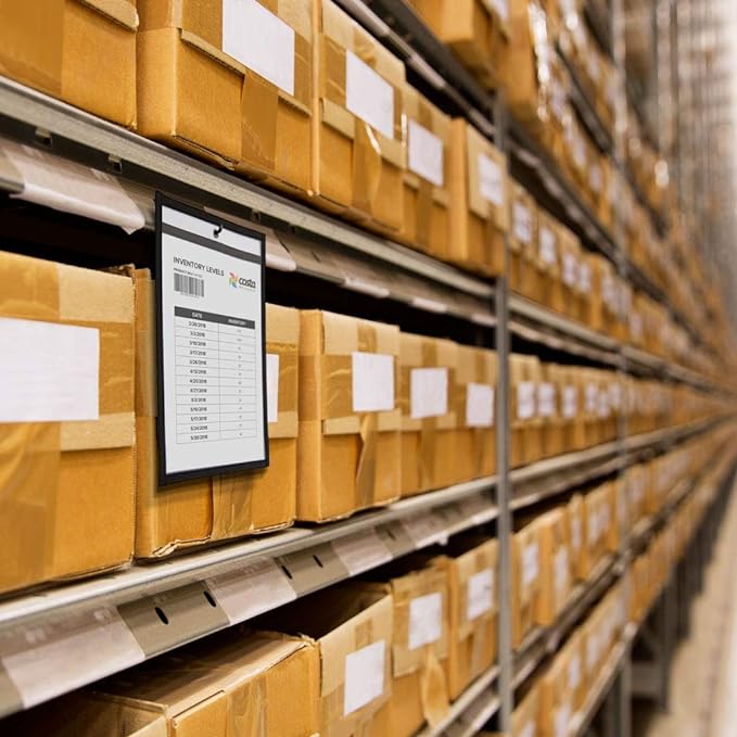 Job Ticket Holders 9x12 - (30 Pack), 8.5 x 11 Letter Size, Dry Erase Pockets, Clear & Black Plastic Sleeves - Reusable, Water-Resistant