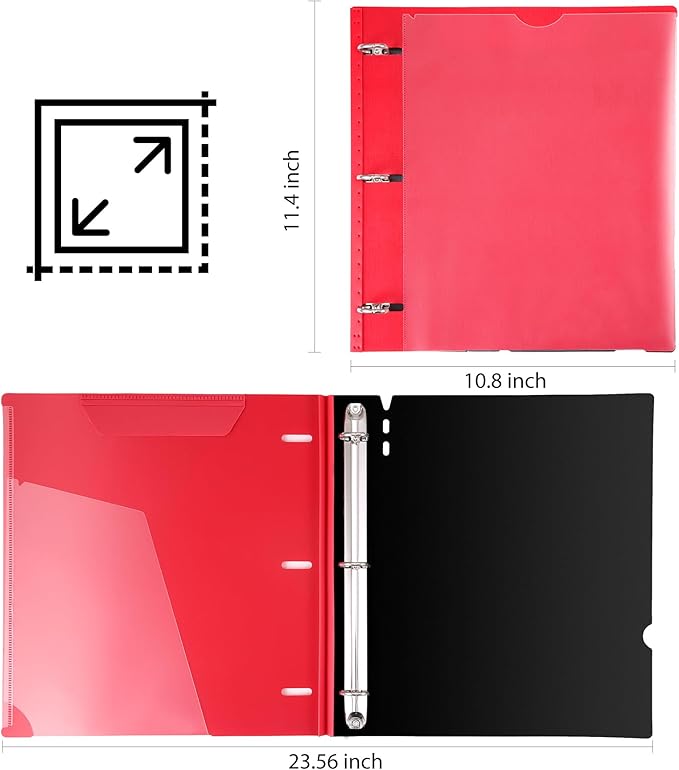 WOT I 1 Inch Telescoping 3 Ring Binder 12 Pack, Expandable Flexible Binder with Customizable Front Cover & Clear Catalog Pocket, Holds 225 Sheets, Assorted Colors, School Office Supplies