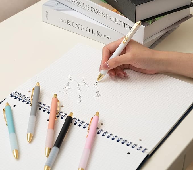 Pens, Pens Fine Point Smooth Writing Pens, Personalized Ballpoint Pens Bulk, Flair Colorful Pens, Black Ink 1.0 mm Journaling Pen, Office Supplies for Women & Men, Note Taking(12-pack)