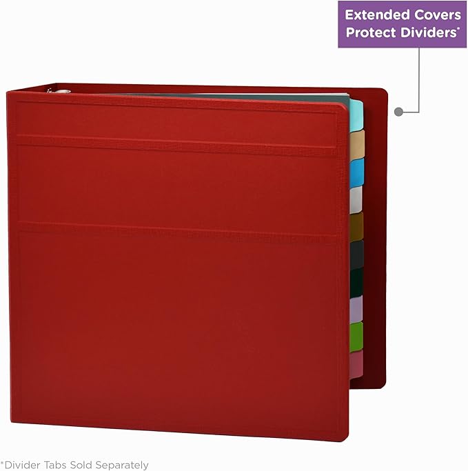 Carstens 4-Inch Heavy Duty 3-Ring Binder - Side Opening, Brick Red, Durable Plastic, No-Gap Rings, Waterproof Cover, No Pockets, Holds 600 US Letter Sheets, BPA-Free, Made in USA (1840-3R), Case of 10