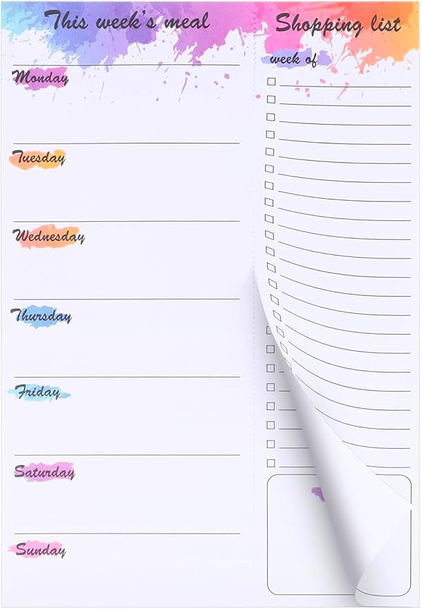Meal Planner for Fridge, 60 Sheets 7x10" Magnetic Meal Planners and Grocery List Undated Weekly Meal Planner with Tear off Shopping List for Meal Planning and Convenient Shopping, Colorful Ink