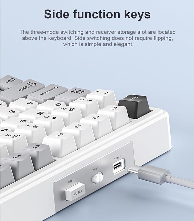 x Aula F99 Pro Wireless Mechanical Keyboard, Gasket Hot Swappable Custom Keyboard with Knob, RGB Backlit,Pre-lubed Reaper Switches PBT Keycaps BT5.0/2.4GHz/USB-C Creamy PC Gaming Keyboards - Blue