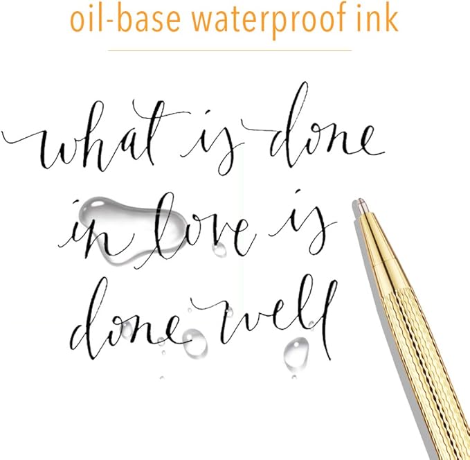 Unibene Slim Metallic Retractable Ballpoint Pens - Carved Gold, Nice Gift for Business Office Students Teachers Wedding Christmas, Medium Point(1 mm) 6 Pack-Black ink