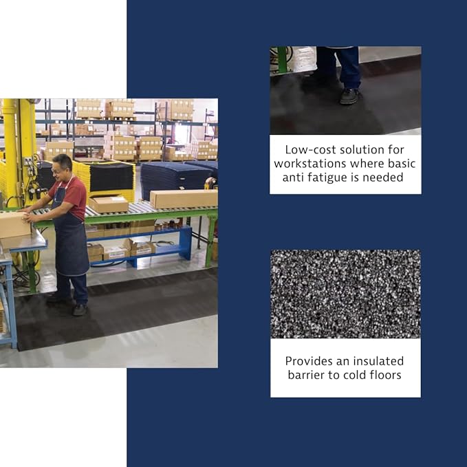 Notrax 411 Sof-Tred™ 2' x 3' x 9/16" Anti Fatigue Mat, Enhanced Slip Resistance with Beveled Edges and Pebbled Surface, Ideal for Industrial and Commercial Workplaces, Black, 411S0423BL