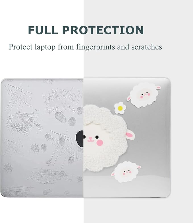 DTangLsm Compatible with MacBook Pro 13 inch Case M2 2024 2023 2022-2016 A2338 M1 A2159 A2289 A2251 A1989 A1706 A1708 Handmade Plastic Hard Shell 3D Plush Sheep Case & Keyboard Cover, Cute Sheep