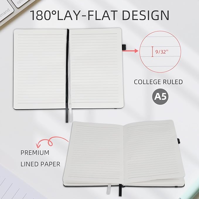 Notebooks Journal for Women Men 12 Pack Leather Hardcover with Pen Holder A5 160 Pages 100 GSM Thick Paper for Work School Lined Pink