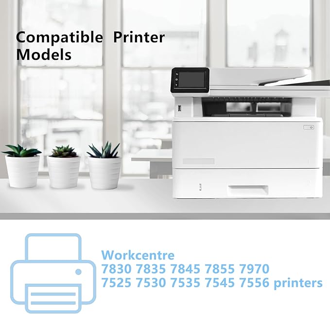 High Yield 7525 Toner Cartridge Compatible for Xerox Workcentre 7830 7835 7845 7855 7970 7525 7530 7535 7545 7556 7830i 7835i 7845i 7855i 7970i Printers (4-Pack Black Cyan Yellow Magenta