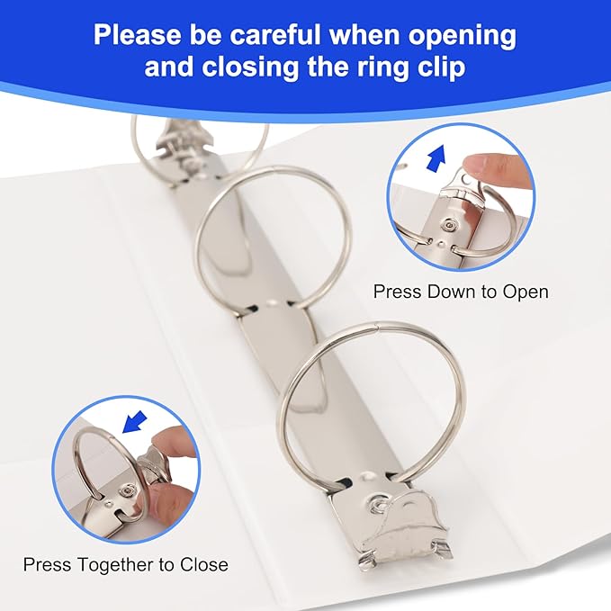 Comix Sturdy 2 inch Round Ring View Binder, 3 Ring Binder 2", PVC-Free, 450-Sheet Capacity, Fits 8.5" x 11" Letter Size Paper 6-Pack (White)