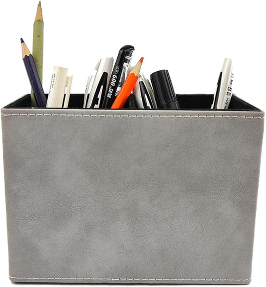 Pen Holder for Desk Pencil Organizer Cute Cup Holders Aesthetic (Smoke Gray, 5.91" x 4.33" x 2.76")
