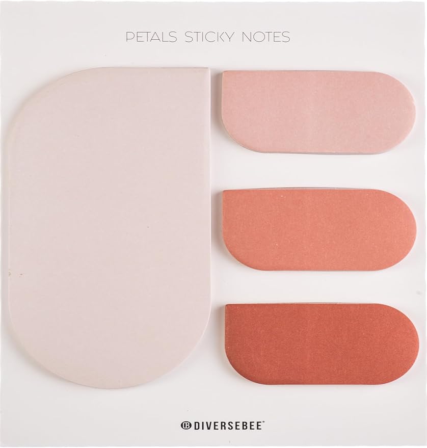 DiverseBee Pastel Sticky Notes Set, Cute Sticky Notes, Aesthetic Self-Stick Note Pads, Sticky Tabs, Page Flags, Planner Accessories, Journaling Office School Bible Study Supplies (Petals)