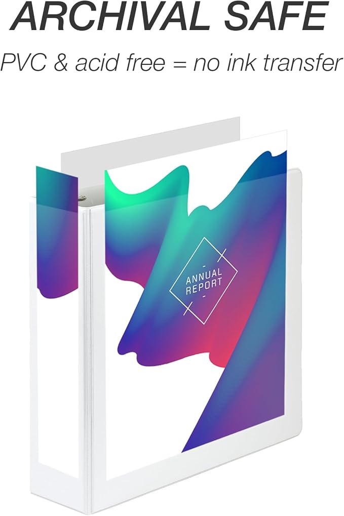 Samsill Durable 3 Inch Binder, Made in The USA, Round Ring Customizable Clear View Binder, Black, 12 Pack