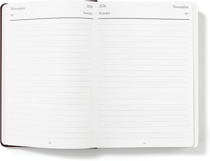 Wykeham's Executive 2026 Daily Journal Planner – US Public Holidays & Format – Customization Available (Conker, 8.5"×5.5")