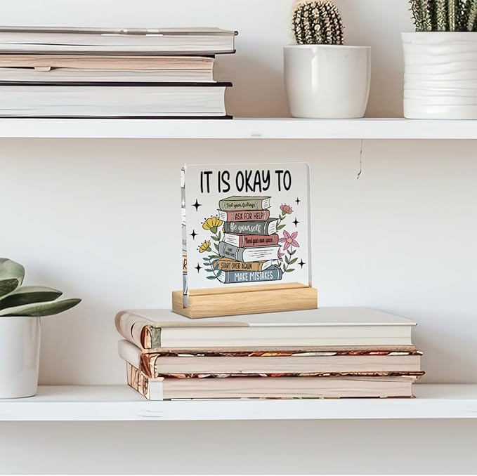 Motivational Mental Health Decor, Therapy Office Desk Decor, Therapist Offices Gifts for Women, Mental Health Awareness Gifts for Women Psychologist Therapist, Halloween Christmas Gift Acrylic Sign