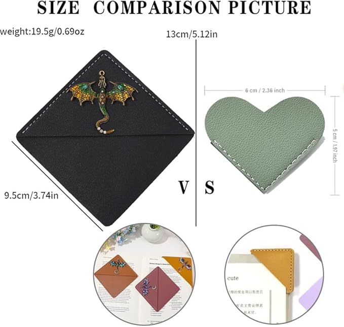 Fantasy Dragon Leather Metal Bookmark,Fourth Wing Corner Bookmarks,Book Marks for Reading Women Book Lovers Book Accessories(Dragon)