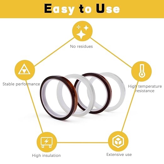 HTVRONT Heat Tape for Sublimation, 4 Rolls 10mm x33m 108ft Heat Resistant Tape for Heat Press, Heat Transfer Tape Thermal Tape for Electronics & Heat Vinyl Press Tape No Residue(Brown)